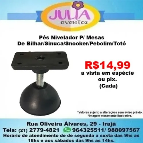Pé Nivelador P/ Mesas De Bilhar/sinuca/snooker/pebolim/totó