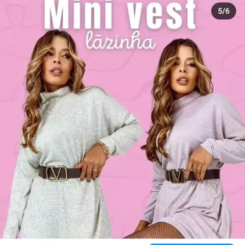Vestido de lã manga longa bem soltinho . Cinza e preto.. promoção