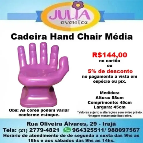 Cadeira hand chair Média Banco Mão