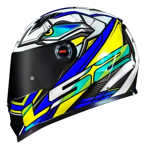 Capacete LS2 FF358 XDRON Branco Azul Amarelo Brilhante