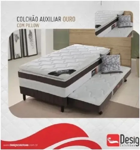 Cama Box acoplada Solteiro Ouro c/cama auxiliar NOVO - Pronta entrega
