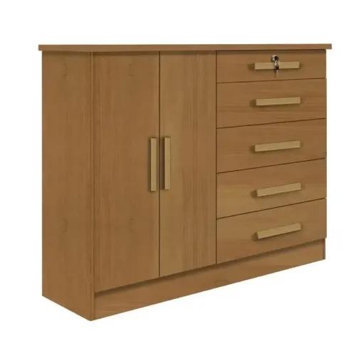 Cômoda 5 Gavetas 2 Portas New rf65