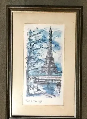 Quadro Decorativo - figura Torre Eiffel Paris - emoldurado e com vidro