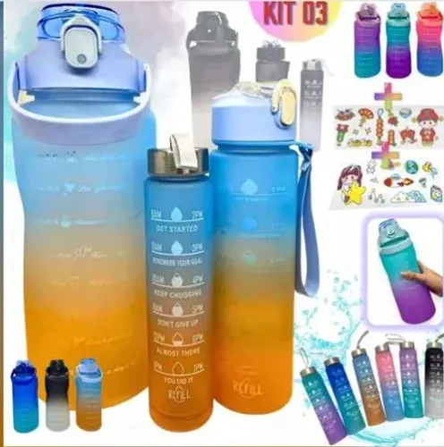 Kit com 03 Garrafas Squeeze Tik Tok