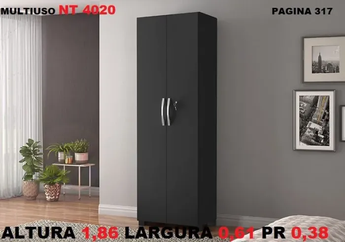 Armário multiuso preto com chave 
