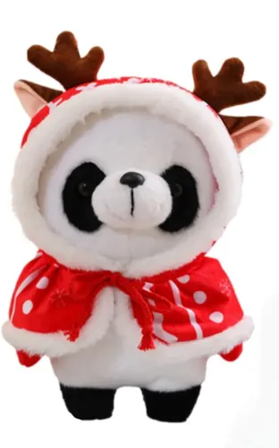 Urso Panda com Capuz de Rena | Ursinho de Pelúcia | Decoração de Natal