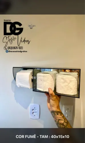 Porta Papel Higiênico Fumê - 40x15x10