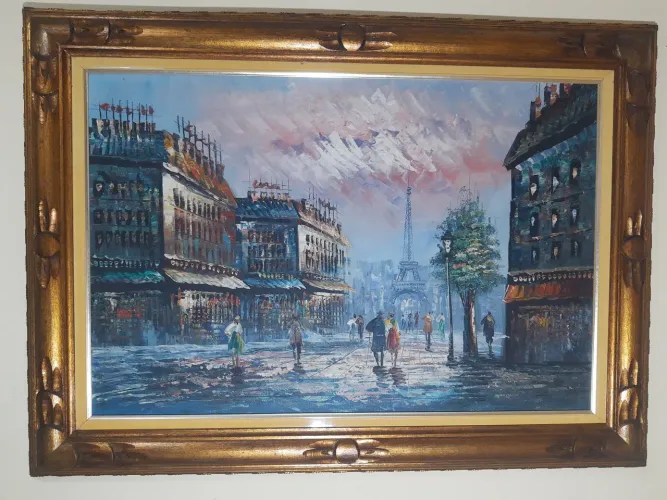 Caroline Burnett (Cena Parisiense) - Pintura à Óleo Impressionista 112x90 Assinada