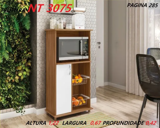 Fruteira com micro-ondas e armário