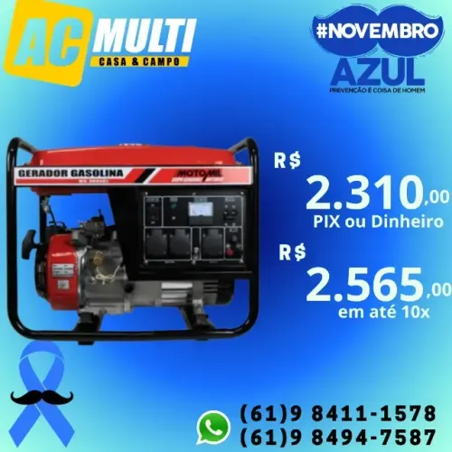 Gerador a gasolina MG-3000CLE -1 6,5 HP 4T 60 Hz Motomil