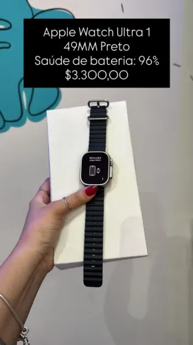 Apple Watch Ultra 1 / 49mm / Preto / Saúde de bateria 96% / R$ 3.300,00