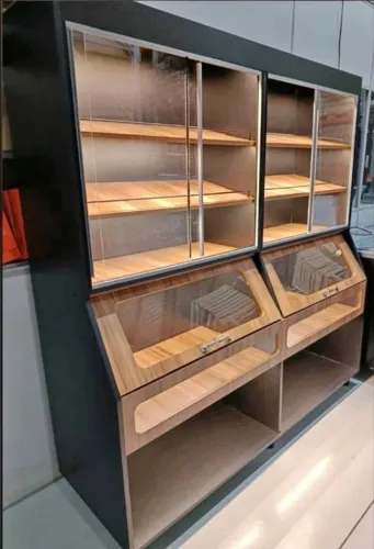 Armário Expositor de Pão Em MDF 1,84m Iluminação LED portas de correr NOVO