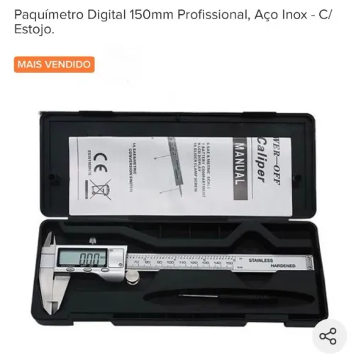 Paquímetro Digital 150mm Profissional, Aço Inox - C/ Estojo