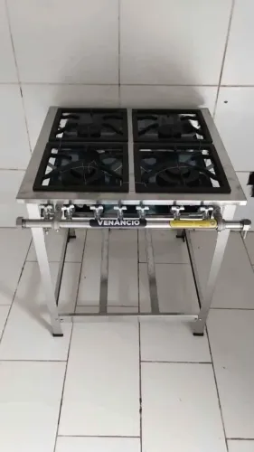 Fogão Industrial extra inox 4 queimadores mistos Venâncio pronta entrega - Marcos 