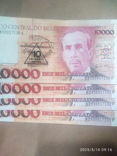 10000 mil cruzados(carimbo 10 cruzados novos)Cedulas