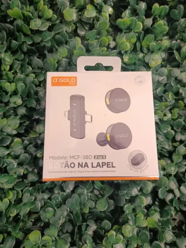 Microfone de lapela sem fio c/2 em 1 lightning e type c 