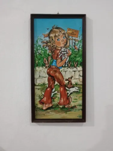 Quadro decorativo antigo "Em Defesa da natureza"