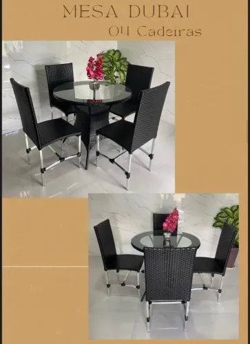 Mesa Dubai com 4 Cadeiras - Perfeita para sua área gourmet!