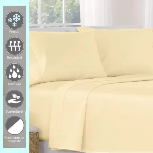 Jogo de Lençol Amarelo solteiro 4 peças