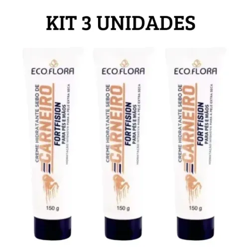 kit 3 Pomadas Creme Hidratante Sebo de Carneiro Rápida Absorção Evita o Ressecamento150g -