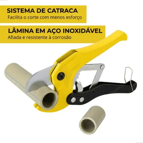 Alicate Cortador de Tubos PVC PPR 42mm Lâmina Inoxidável e Trava Segura