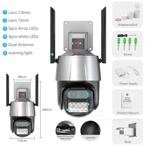 Câmera  Excelente PTZ WIFI Besder P10S 4MP Dual Lentes 4K OUTDOOR|LIQUIDO $ 