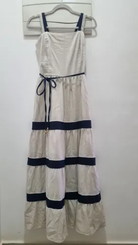 Vestido Midi Em Linho De Alta Qualidade