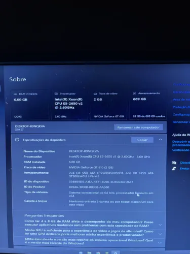 Computador de escritório para estudos ou jogos leves