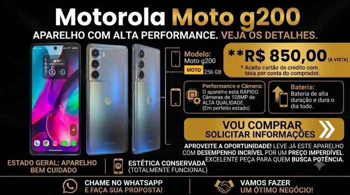 Motorola Moto G200 5G 256GB - Alta Performance / Câmera 108MP - Conservado