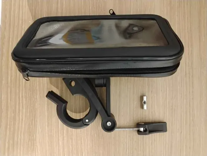 Suporte de celular para moto ou bike articulado impermeável com zíper - NOVO