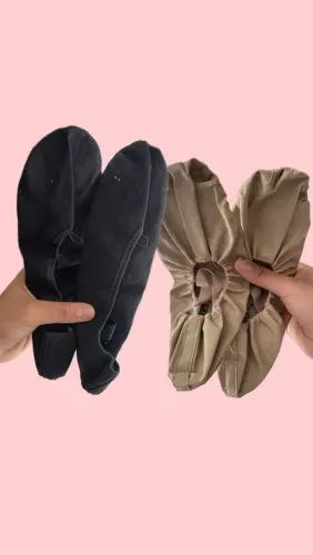 Kit de sapatilhas para dança, Stelariss nas cores bege e preto sola dupla