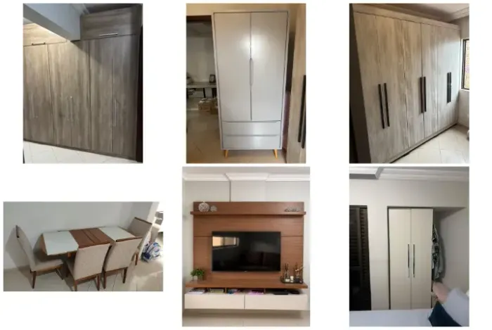Lote de Móveis para Casa Inteira - Guarda-Roupas, Armários, Mesa 6 Cadeiras e Painel TV