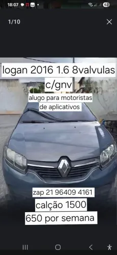 Alugo logan 2016 c/gnv para motoristas de aplicativos 