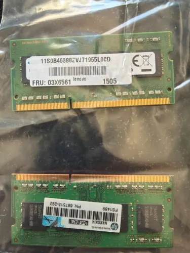 Memória para notebook - 8GB DDR3 (2 pentes de 4GB) - Lenovo e HP