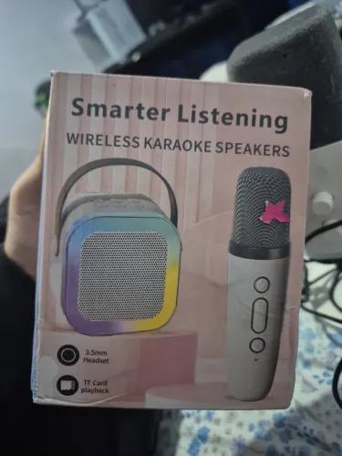 Karaokê Bluetooth Portátil com Microfone Sem Fio e Caixa de Som