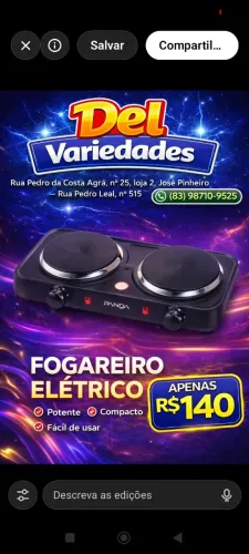 Fogão elétrico de duas bocas dell variedade