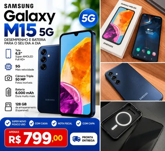CELULAR SAMSUNG M15 5G - 6000 mph (CAIXA)