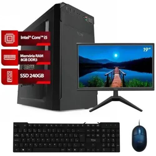 PC Completo I5, RAM 8GB, SSD 240GB, + Monitor 19" LED+ Teclado + Mouse