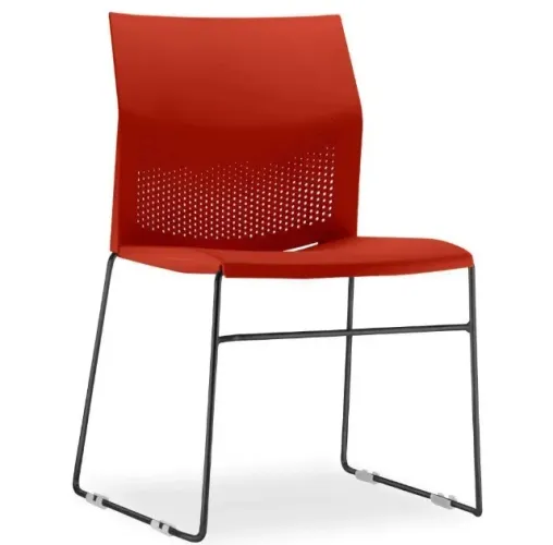 Cadeira Base Preta Empilhável Connect Vermelho - Lyam Decor