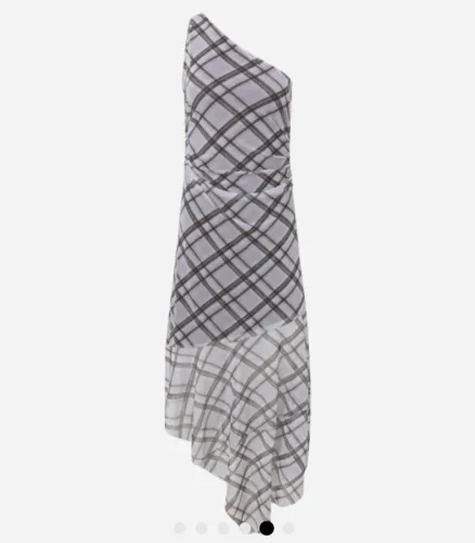 Vestido Assimétrico em Tule Xadrez Cinza Renner G