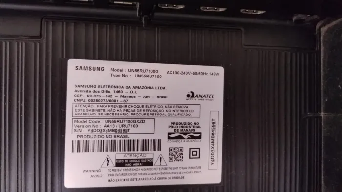 TV Samsung Smart 55" 4K UN55RU7100G - Para Retirada de Peças