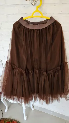 Saia mid tule marrom