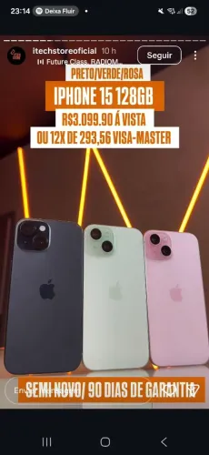 PROMOÇÃO IPHONE 15 CORES!!!