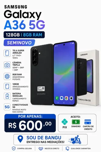 Samsung A36 128 GB 8 memória RAM. Funcionando perfeitamente!