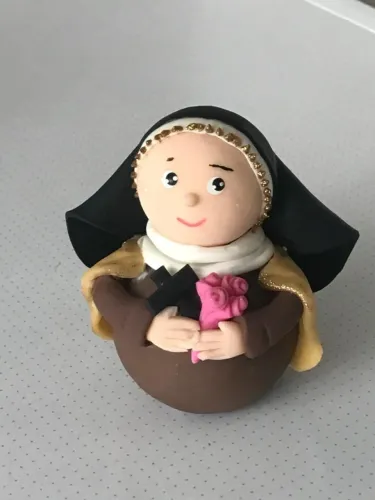 Imagem de Santa Teresinha do Menino Jesus (infantil) - estatueta em resina - 9 cm de altur