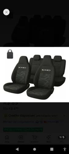 Capa para banco Renaut kwid 