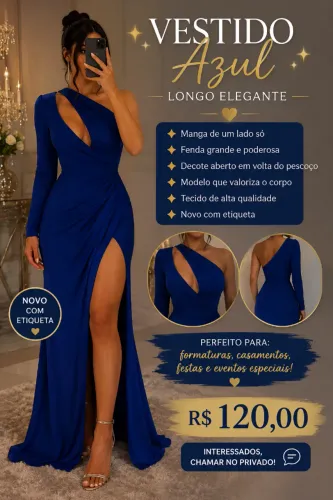 Vestido azul longo elegante 