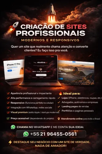 Crio sites em JS, HTML, CSS