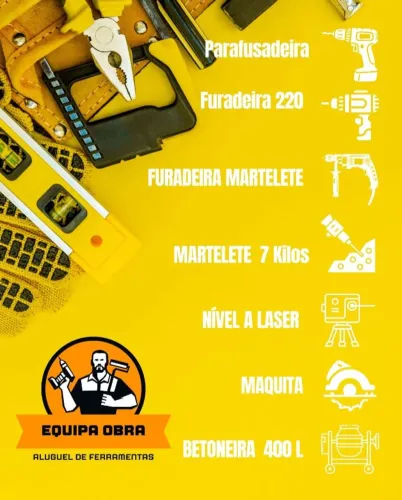 Aluguel de ferramentas.