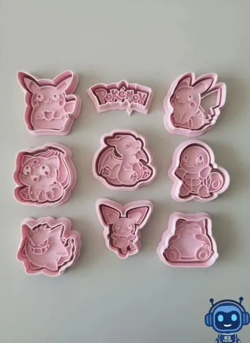 Kit 9 Cortadores Pokémon para Biscoito, Massina e Biscuit